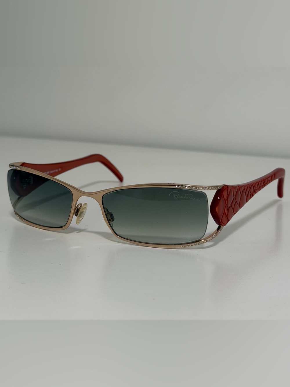 Roberto Cavalli Red and Gold Women's Sunglasses with Crystal Accents
